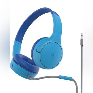 Blue Belkin SoundForm Mini Kids Wired Headphones with Built-in Microphone